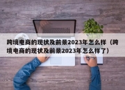 跨境电商的现状及前景2023年怎么样（跨境电商的现状及前景2023年怎么样了）