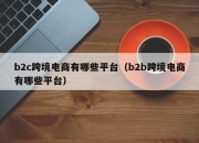 b2c跨境电商有哪些平台（b2b跨境电商有哪些平台）