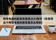 跨境电商的前景及现状2023知乎（你觉得这个跨境电商的前景是怎么样的）